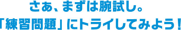 さぁまずは腕試し。「練習問題」にトライしてみよう！