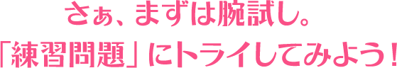 さぁまずは腕試し。「練習問題」にトライしてみよう！