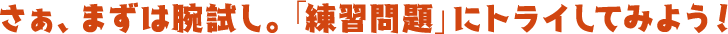 さぁまずは腕試し。「練習問題」にトライしてみよう！
