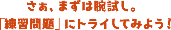 さぁまずは腕試し。「練習問題」にトライしてみよう！