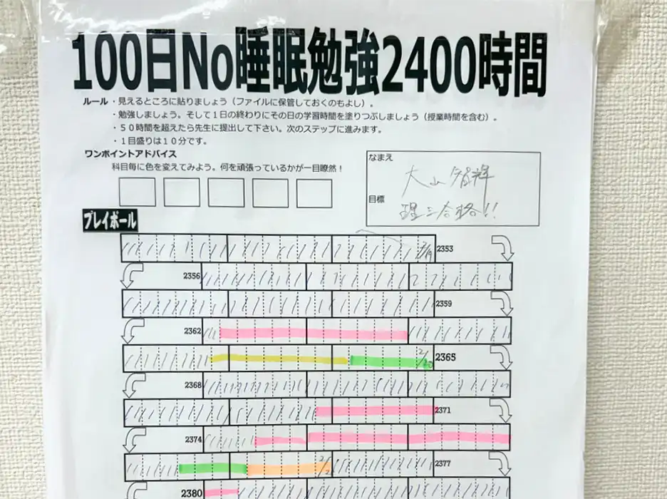 能開高校部で記録した勉強時間累積シート NOKAI OBOG INTERVIEW '26｜能開センター