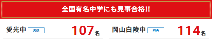 全国有名中学にも見事合格！！