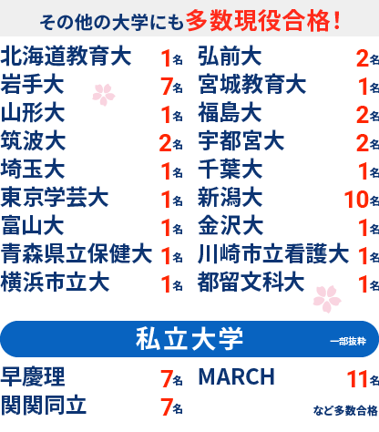 能開センター秋田 大学受験コースの2024年度合格実績